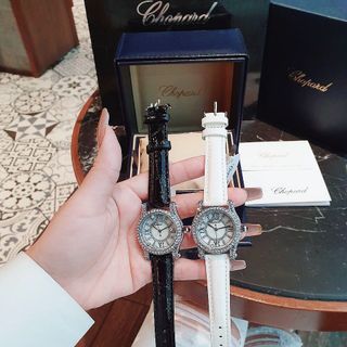 ĐỒNG HỒ NỮ TRUNG CẤP CHOBARD DÂY DA MẶT ĐÁ RƠI