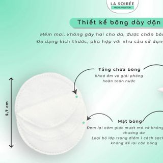 Bông Tẩy Trang LA SOIREE Cotton Tự Nhiên Siêu Dai & Mềm Mịn