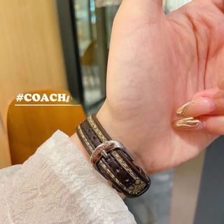 ĐỒNG HỒ NỮ TRUNG CẤP COATH DÂY DA HOA VĂN MẶT VUÔNG VIỀN HỘT