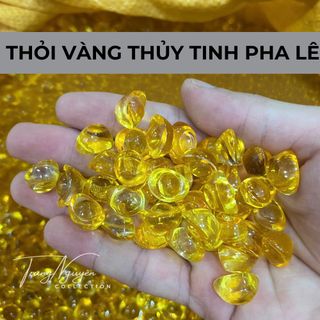 Sỉ  Thỏi Vàng Thủy Tinh Pha Lê Kim Nguyên Bảo Long Lanh Cực đẹp , Kích thước 14mm