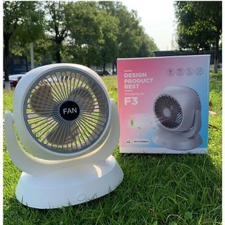 Quạt Tích Điện F3 Xoay 180 Độ Để Bàn - 3 Cấp Độ Gió, Mini Sạc Type C