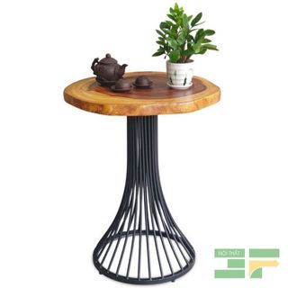 Bàn cafe tròn gỗ me tây chân nan -  BMT04