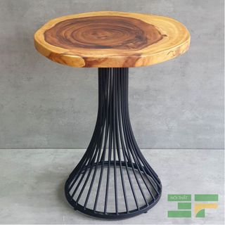 Bàn cafe tròn gỗ me tây chân nan -  BMT04