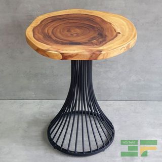 Bàn cafe tròn gỗ me tây chân nan -  BMT04