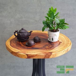 Bàn cafe tròn gỗ me tây chân nan -  BMT04