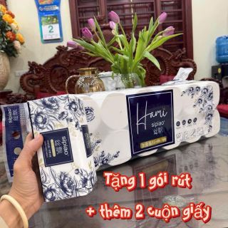 Túi 10 cuộn giấy vệ sinh tặng kèm 1 bịch giấy rút