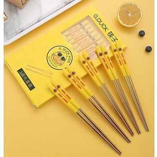 Đũa Vịt Mạ Vàng Có Cán Nhựa Chống Nóng