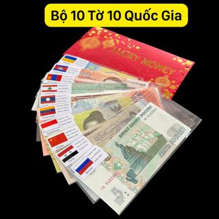 Bộ 10 Tờ 10 Quốc Gia Khác Nhau - Lì Xì Tết Sưu Tầm quà tặng giá sỉ
