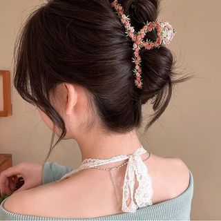 GẤP TÓC CHÉO THÊU HOA 13CM
