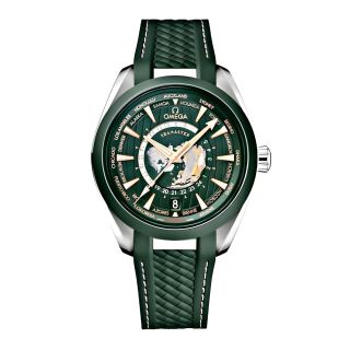 ĐỒNG HỒ NAM CAO CẤP AMEGA SEAMASTER AQUA MÁY CƠ DÂY XANH LÁ