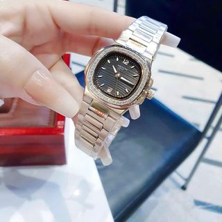 ĐỒNG HỒ NỮ CAO CẤP PATET MẶT VUÔNG   VIỀN HỘT