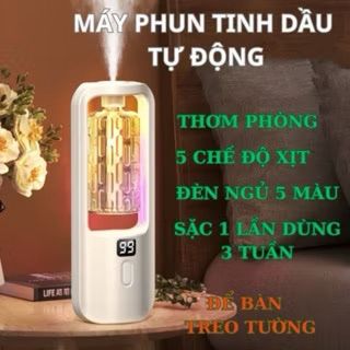 Máy xông tinh dầu tự động 5 chế độ, Hương thơm nhẹ dịu, làm thơm phòng khử mùi, Máy khuếch tán tinh dầu dùng pin