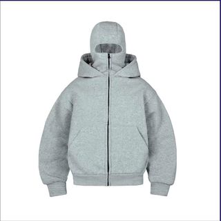 Áo Khoác Hoodie Zip Ninja Trơn Cổ Cao 2 Nón có túi Trong Tay Xỏ Ngón Phong Cách Ninja Che Mặt Mũ Rộng Siêu Ngầu
