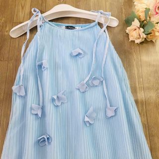 [Không kèm khoác] Maxi đôi mẹ và bé - Váy maxi dập ly 2 dây đính hoa cho mẹ và bé đi biển