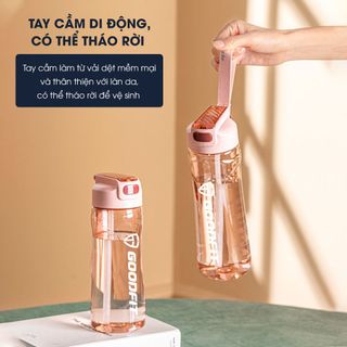 Bình nước thể thao GoodFit GF05RA dung tích 800ml, nhựa PC an toàn