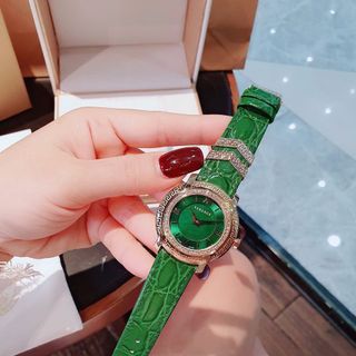 ĐỒNG HỒ NỮ CAO CẤP VERSAT DV25 DÂY DA CÁ SẤU MẶT TRÒN VIỀN HOA VĂN