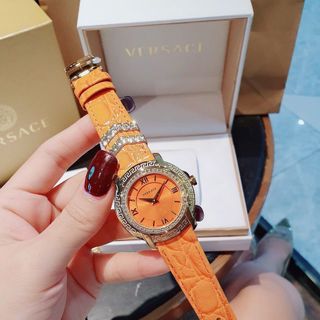 ĐỒNG HỒ NỮ CAO CẤP VERSAT DV25 DÂY DA CÁ SẤU MẶT TRÒN VIỀN HOA VĂN
