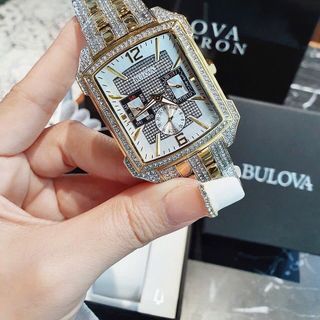 ĐỒNG HỒ NAM SIÊU CẤP PULOVA CRYSTAL MẶT CHỮ NHẬT ĐÍNH XOÀN NHÂN TẠO giá sỉ