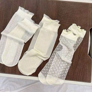 Tất Mỏng Thoáng Khí Ice Silk Ren Tất Nữ Dễ Thương Và Đa Năng Không Gót Tất ( set 10 đôi )