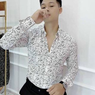 Áo sơ mi nam họa tiết TUTO5 Menswear SML01 - sơ mi dài tay lụa hàn chấm bi Slim fit cao cấp chống nhăn, phong cách