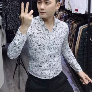Áo sơ mi nam họa tiết TUTO5 Menswear SML01 - sơ mi dài tay lụa hàn chấm bi Slim fit cao cấp chống nhăn, phong cách