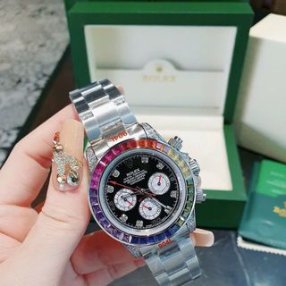 ĐỒNG HỒ NAM CAO CẤP RÔLES MÁY CƠ VIỀN ĐÁ MÀU