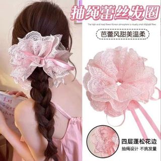 CỘT TÓC 2 LỚP REN RUY BĂNG RÚT