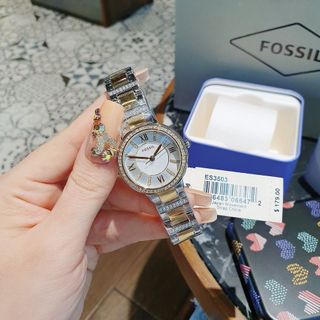 XẢ KHO MÙA HÈ ĐỒNG HỒ NỮ CAO CẤP PHOSSIL VIRGINIA MẶT TRÒN MINI VIỀN HỘT