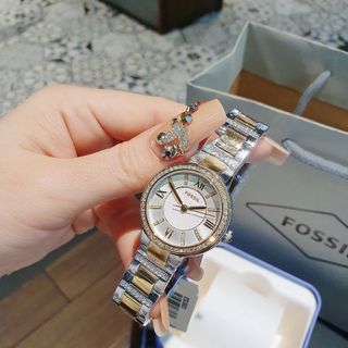 XẢ KHO MÙA HÈ ĐỒNG HỒ NỮ CAO CẤP PHOSSIL VIRGINIA MẶT TRÒN MINI VIỀN HỘT