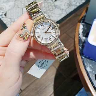 XẢ KHO MÙA HÈ ĐỒNG HỒ NỮ CAO CẤP PHOSSIL VIRGINIA MẶT TRÒN MINI VIỀN HỘT