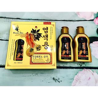 Hộp 2 chai dầu gội đen tóc nhân sâm Beauty Star Hàn Quốc Bộ dầu gội đen tóc thảo dược chai to(100ml x 2 )