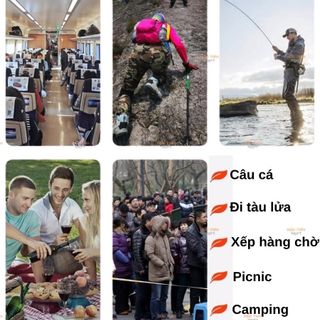 Ghế Gấp Gọn Tựa Lưng, Ghế + Túi Đựng Đi Kèm, Ghế Ngồi Du Lịch Ngoài Trời, Cắm Trại, Picnic Tiện Lợi