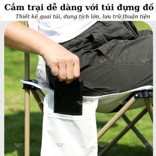 Ghế Gấp Gọn Tựa Lưng, Ghế + Túi Đựng Đi Kèm, Ghế Ngồi Du Lịch Ngoài Trời, Cắm Trại, Picnic Tiện Lợi