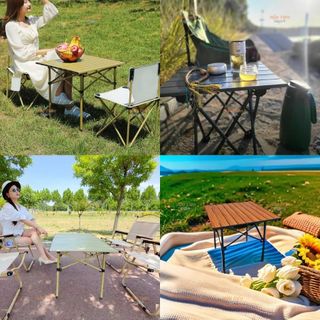 Bàn Gấp Gọn Dã Ngoại Camping Siêu Nhẹ, Bàn Xếp Gọn Du Lịch Picnic, Bàn Trà Mini Ngoài Trời Tiện Lợi Nhỏ Gọn