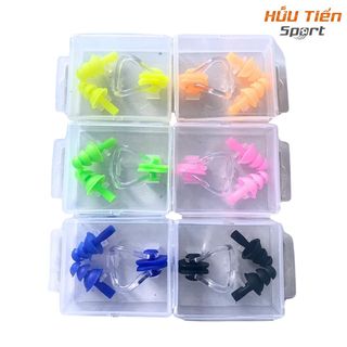 Bộ Nút Bịt Tai + Kẹp Mũi Feike Bảo Vệ Chống Nước Khi Bơi Lội Bằng Silicon Có Hộp Đựng