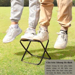 Ghế Gấp Mini Siêu Nhẹ Màu Đen, Ghế Đẩu Trơn Gấp Gọn Phù Hợp Cho Gia Đình, Du Lịch, Dã Ngoại Picnic