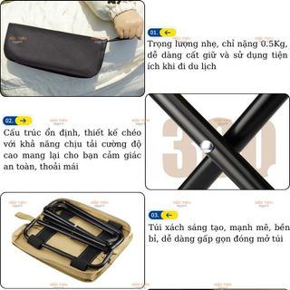 Ghế Xếp Gọn Du Lịch Cắm Trại Siêu Nhẹ 400g – Ghế Ngồi Mini Hoa Văn Thổ Cẩm Dã Ngoại Picnic Siêu Bền
