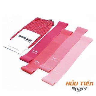 Dây Miniband, Bộ 4 Dây Mini Band Hồng Gradient Kèm Túi Cao Su Đàn Hồi Kháng Lực Tập Chân , Phụ Kiện Tập Gym Nữ Dây Kháng Lực Thể Dục