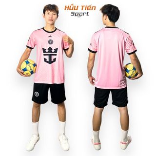 Quần Áo Bóng Đá, Đồ Đá Banh MIAMI Hồng Đen, Vải Thun Lạnh Không Nhăn Không Xù Lông Thể Thao