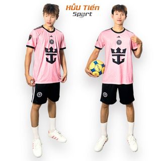 Quần Áo Bóng Đá, Đồ Đá Banh MIAMI Hồng Đen, Vải Thun Lạnh Không Nhăn Không Xù Lông Thể Thao