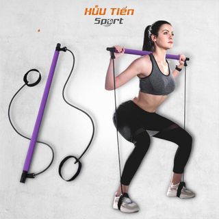 Thanh Gậy Tập Gym, Thanh Sitck Yoga Kèm Dây Kháng Lực Tập Luyện Thể Thao Pilates Đa Năng Tại Nhà Tập Yoga