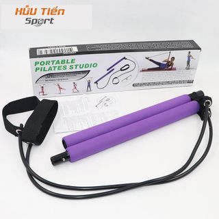 Thanh Gậy Tập Gym, Thanh Sitck Yoga Kèm Dây Kháng Lực Tập Luyện Thể Thao Pilates Đa Năng Tại Nhà Tập Yoga