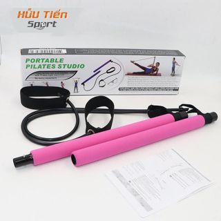 Thanh Gậy Tập Gym, Thanh Sitck Yoga Kèm Dây Kháng Lực Tập Luyện Thể Thao Pilates Đa Năng Tại Nhà Tập Yoga