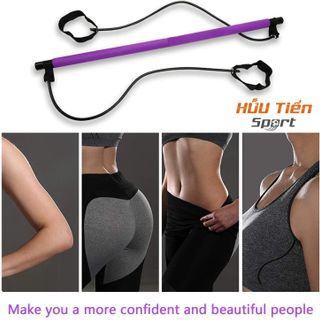 Thanh Gậy Tập Gym, Thanh Sitck Yoga Kèm Dây Kháng Lực Tập Luyện Thể Thao Pilates Đa Năng Tại Nhà Tập Yoga