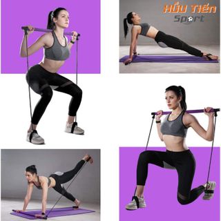 Thanh Gậy Tập Gym, Thanh Sitck Yoga Kèm Dây Kháng Lực Tập Luyện Thể Thao Pilates Đa Năng Tại Nhà Tập Yoga