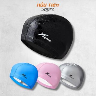 Nón Bơi Nam Nữ Feike, Mũ Bơi Silicon Trùm Tai Cao Cấp Chống Thấm Nước, Siêu Co Dãn Sport