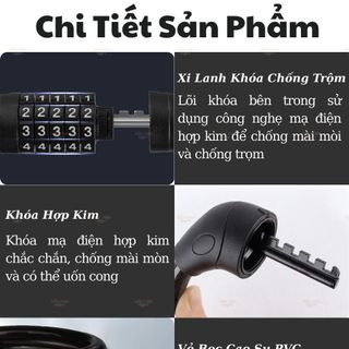 Khóa Dây Xe Đạp 5 Số Bảo Mật An Toàn 1m2, Khóa Xe Đạp Thông Minh Nhỏ Gọn , Tiện Lợi, Chịu Lực Tốt