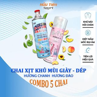 [COMBO] 5 Chai Xịt Khử Mùi Giày Dép Diệt Khuẩn Ngăn Ngừa Hôi Chân Hương Chanh - Đào