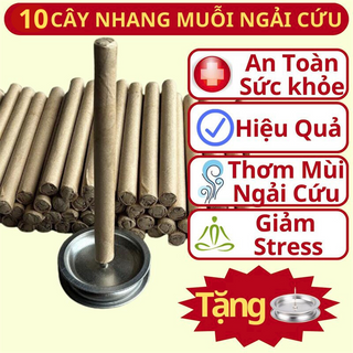 Hộp 10 cây nhang ngãi cứu kèm đế