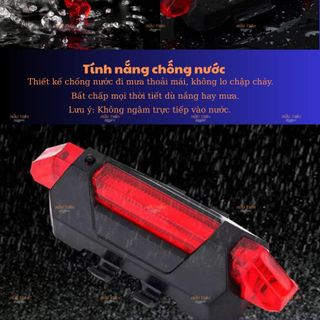 Đèn Hậu Xe Đạp Thể Thao Cảnh Báo Chớp Nháy 4 Chế Độ Siêu Sáng, Đèn Hậu + Phụ Kiện Sạc USB Đi Kèm
